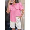 image:imageCicy Bell Womens Babydoll Button Down Shirts Summer Ruffle Puff Sleeve Pleated Tops Loose Fit Cotton Collared Curvy Hem TeesPink
