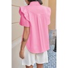 image:imageCicy Bell Womens Babydoll Button Down Shirts Summer Ruffle Puff Sleeve Pleated Tops Loose Fit Cotton Collared Curvy Hem TeesPink