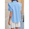 image:imageCicy Bell Womens Babydoll Button Down Shirts Summer Ruffle Puff Sleeve Pleated Tops Loose Fit Cotton Collared Curvy Hem TeesSky Blue