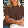 image:imageCicy Bell Womens Babydoll Lace Blouses Short Sleeve Ruffle Crew Neck Peplum Tops Dressy Casual Loose Fit ShirtsBrown