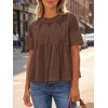 image:imageCicy Bell Womens Babydoll Lace Blouses Short Sleeve Ruffle Crew Neck Peplum Tops Dressy Casual Loose Fit ShirtsBrown