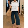 image:imageCicy Bell Womens Babydoll Lace Blouses Short Sleeve Ruffle Crew Neck Peplum Tops Dressy Casual Loose Fit ShirtsPrinted White