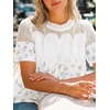 image:imageCicy Bell Womens Babydoll Lace Blouses Short Sleeve Ruffle Crew Neck Peplum Tops Dressy Casual Loose Fit ShirtsPrinted White