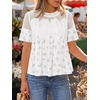 image:imageCicy Bell Womens Babydoll Lace Blouses Short Sleeve Ruffle Crew Neck Peplum Tops Dressy Casual Loose Fit ShirtsPrinted White