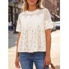 image:imageCicy Bell Womens Babydoll Lace Blouses Short Sleeve Ruffle Crew Neck Peplum Tops Dressy Casual Loose Fit ShirtsPrinted Yellow