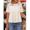 image:imageCicy Bell Womens Babydoll Lace Blouses Short Sleeve Ruffle Crew Neck Peplum Tops Dressy Casual Loose Fit ShirtsPrinted Yellow