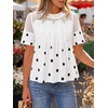 image:imageCicy Bell Womens Babydoll Lace Blouses Short Sleeve Ruffle Crew Neck Peplum Tops Dressy Casual Loose Fit ShirtsWave Point