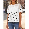 image:imageCicy Bell Womens Babydoll Lace Blouses Short Sleeve Ruffle Crew Neck Peplum Tops Dressy Casual Loose Fit ShirtsWave Point