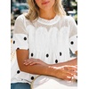 image:imageCicy Bell Womens Babydoll Lace Blouses Short Sleeve Ruffle Crew Neck Peplum Tops Dressy Casual Loose Fit ShirtsWave Point