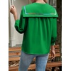 image:imageCicy Bell Womens Button Down Shirts Trendy Casual 34 Lantern Sleeve Blouse Square Neck Collared Tops Green