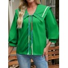 image:imageCicy Bell Womens Button Down Shirts Trendy Casual 34 Lantern Sleeve Blouse Square Neck Collared Tops Green