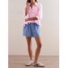 image:imageCicy Bell Womens Cropped Striped Button Down Shirts Ruffle 34 Length Sleeve Summer Tops Dressy Casual BlousesBright Pink