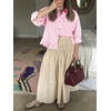 image:imageCicy Bell Womens Cropped Striped Button Down Shirts Ruffle 34 Length Sleeve Summer Tops Dressy Casual BlousesBright Pink