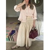 image:imageCicy Bell Womens Cropped Striped Button Down Shirts Ruffle 34 Length Sleeve Summer Tops Dressy Casual BlousesBrown