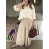 image:imageCicy Bell Womens Cropped Striped Button Down Shirts Ruffle 34 Length Sleeve Summer Tops Dressy Casual BlousesCheckered Apricot