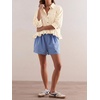 image:imageCicy Bell Womens Cropped Striped Button Down Shirts Ruffle 34 Length Sleeve Summer Tops Dressy Casual BlousesCheckered Apricot