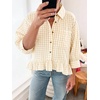image:imageCicy Bell Womens Cropped Striped Button Down Shirts Ruffle 34 Length Sleeve Summer Tops Dressy Casual BlousesCheckered Apricot
