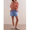 image:imageCicy Bell Womens Cropped Striped Button Down Shirts Ruffle 34 Length Sleeve Summer Tops Dressy Casual BlousesCheckered Burgundy