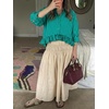 image:imageCicy Bell Womens Cropped Striped Button Down Shirts Ruffle 34 Length Sleeve Summer Tops Dressy Casual BlousesDark Green