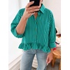 image:imageCicy Bell Womens Cropped Striped Button Down Shirts Ruffle 34 Length Sleeve Summer Tops Dressy Casual BlousesDark Green