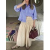 image:imageCicy Bell Womens Cropped Striped Button Down Shirts Ruffle 34 Length Sleeve Summer Tops Dressy Casual BlousesDark Purple