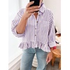 image:imageCicy Bell Womens Cropped Striped Button Down Shirts Ruffle 34 Length Sleeve Summer Tops Dressy Casual BlousesLight Pink