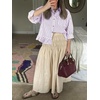 image:imageCicy Bell Womens Cropped Striped Button Down Shirts Ruffle 34 Length Sleeve Summer Tops Dressy Casual BlousesLight Pink