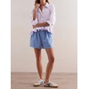 image:imageCicy Bell Womens Cropped Striped Button Down Shirts Ruffle 34 Length Sleeve Summer Tops Dressy Casual BlousesLight Pink