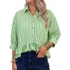 image:imageCicy Bell Womens Cropped Striped Button Down Shirts Ruffle 34 Length Sleeve Summer Tops Dressy Casual BlousesLight Yellow