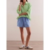 image:imageCicy Bell Womens Cropped Striped Button Down Shirts Ruffle 34 Length Sleeve Summer Tops Dressy Casual BlousesLight Yellow