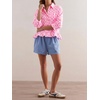 image:imageCicy Bell Womens Cropped Striped Button Down Shirts Ruffle 34 Length Sleeve Summer Tops Dressy Casual BlousesPink Polka Dots