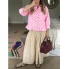 image:imageCicy Bell Womens Cropped Striped Button Down Shirts Ruffle 34 Length Sleeve Summer Tops Dressy Casual BlousesPink Polka Dots
