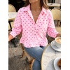 image:imageCicy Bell Womens Cropped Striped Button Down Shirts Ruffle 34 Length Sleeve Summer Tops Dressy Casual BlousesPink Polka Dots