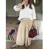 image:imageCicy Bell Womens Cropped Striped Button Down Shirts Ruffle 34 Length Sleeve Summer Tops Dressy Casual BlousesWhite Polka Dots