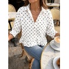 image:imageCicy Bell Womens Cropped Striped Button Down Shirts Ruffle 34 Length Sleeve Summer Tops Dressy Casual BlousesWhite Polka Dots