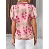 image:imageCicy Bell Womens Floral Short Puff Sleeve Tops Boho V Neck Summer Blouses Dressy Casual ShirtsPink