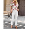 image:imageCicy Bell Womens Floral Short Puff Sleeve Tops Boho V Neck Summer Blouses Dressy Casual ShirtsWhite