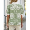 image:imageCicy Bell Womens Floral Short Puff Sleeve Tops V Neck Patchwork Boho Summer Vacation Casual BlousesArmy Green