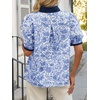 image:imageCicy Bell Womens Floral Short Puff Sleeve Tops V Neck Patchwork Boho Summer Vacation Casual BlousesBlue