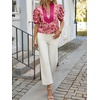 image:imageCicy Bell Womens Floral Short Puff Sleeve Tops V Neck Patchwork Boho Summer Vacation Casual BlousesBurgundy