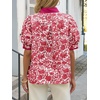 image:imageCicy Bell Womens Floral Short Puff Sleeve Tops V Neck Patchwork Boho Summer Vacation Casual BlousesBurgundy
