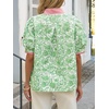 image:imageCicy Bell Womens Floral Short Puff Sleeve Tops V Neck Patchwork Boho Summer Vacation Casual BlousesGreen