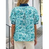 image:imageCicy Bell Womens Floral Short Puff Sleeve Tops V Neck Patchwork Boho Summer Vacation Casual BlousesLake Blue