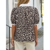 image:imageCicy Bell Womens Floral Short Puff Sleeve Tops V Neck Patchwork Boho Summer Vacation Casual BlousesLeopard