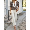 image:imageCicy Bell Womens Floral Short Puff Sleeve Tops V Neck Patchwork Boho Summer Vacation Casual BlousesLeopard