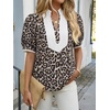 image:imageCicy Bell Womens Floral Short Puff Sleeve Tops V Neck Patchwork Boho Summer Vacation Casual BlousesLeopard