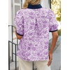 image:imageCicy Bell Womens Floral Short Puff Sleeve Tops V Neck Patchwork Boho Summer Vacation Casual BlousesPurple
