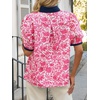 image:imageCicy Bell Womens Floral Short Puff Sleeve Tops V Neck Patchwork Boho Summer Vacation Casual BlousesRose Red