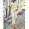 image:imageCicy Bell Womens Floral Short Puff Sleeve Tops V Neck Patchwork Boho Summer Vacation Casual BlousesYellow