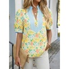 image:imageCicy Bell Womens Floral Short Puff Sleeve Tops V Neck Patchwork Boho Summer Vacation Casual BlousesYellow